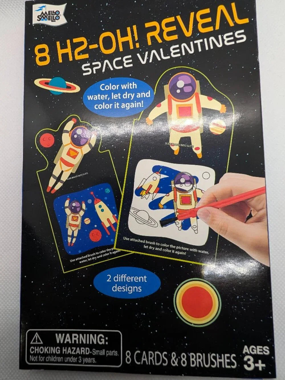 3 NEW BOXES of 8 each Space H2OH Reveal Valentines With 8 Brushes Mello Smello